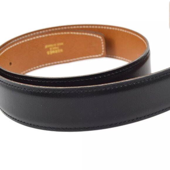 Hermes Black Box Calf Constance Reversible Belt #70 Small Good ◯Y 182276 - Picture 2 of 7